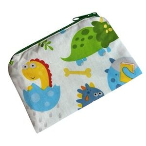 Dinosaurs Zipper Coin Purse ID Money Card Pouch 5.5" x 4" Wallet Handmade New